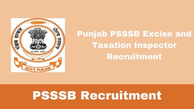 Punjab PSSSB Excise and Taxation Inspector Recruitment