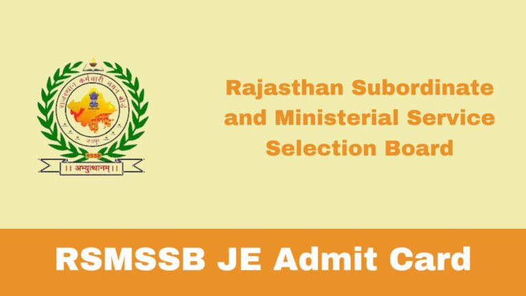 RSMSSB JE Admit Card